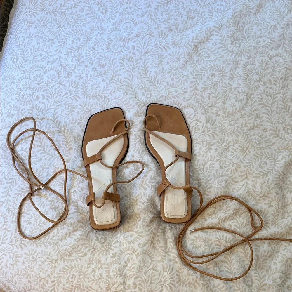 Rag & Bone Women’s Lace-Up Square Toe Sandals in Tan